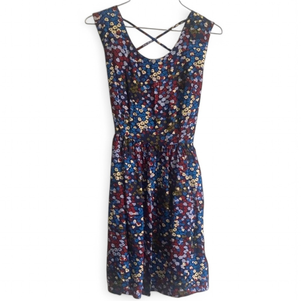 Forever 21 Navy Floral Sleeveless Mini Dress